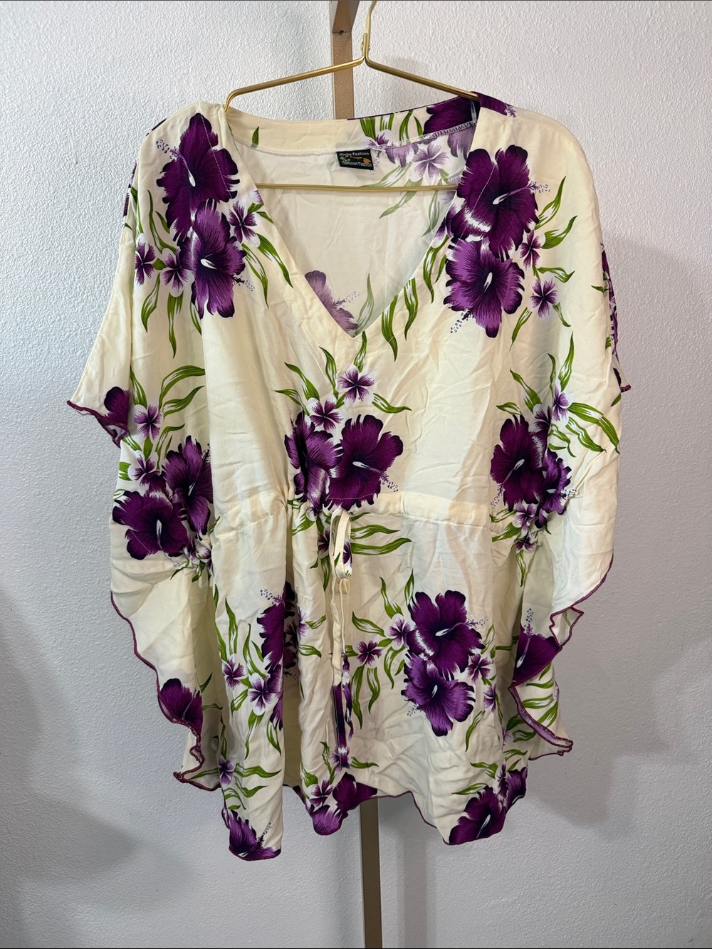 Purple Floral V-Neck Caftan Tunic